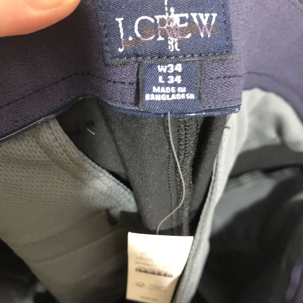 J.Crew Tech 484 Pants Mens 34 34 Black Slim Fit Straight Leg Stretch Preppy New